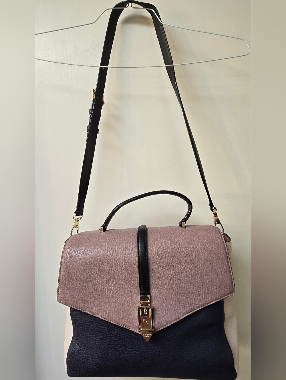 Stylish Mauve and Blue Colorblock Top-Handle Crossbody Bag